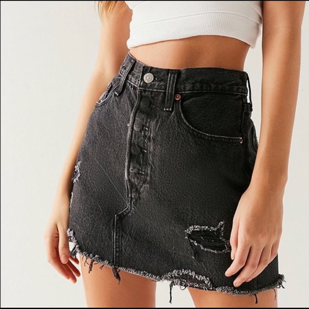 Levi Deconstructed Distressed High Waist Skirt